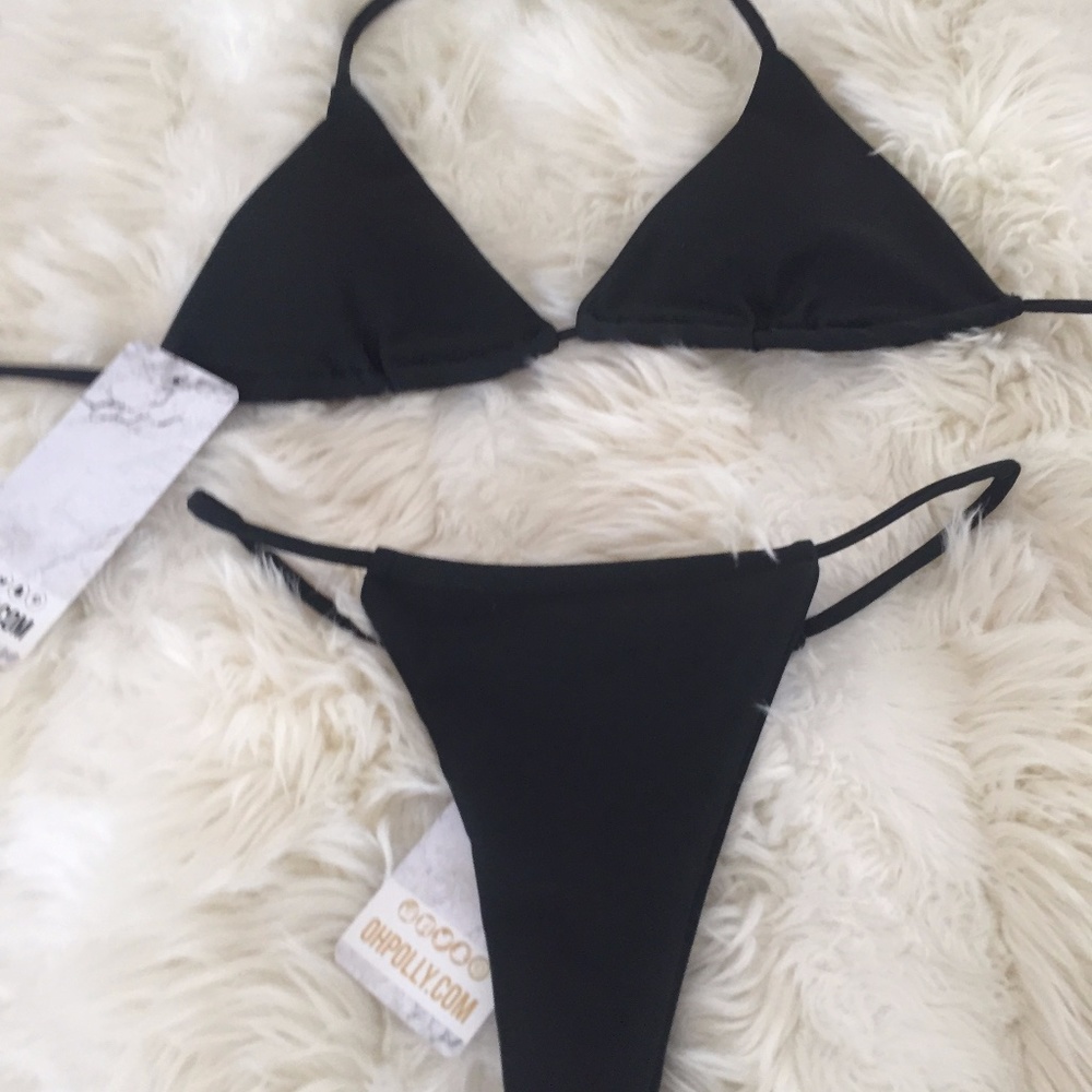 OH POLLY STRING LEADER MICRO TRIANGLE BIKINI BLACK - Picture 2 of 5